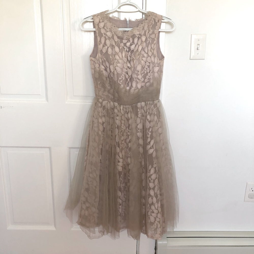EUC Gorgeous Taupe Tulle A-Line Bridesmaid Dress